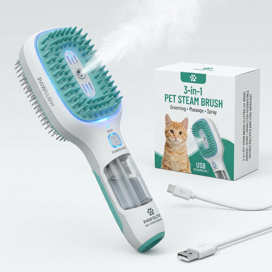 Electric Cat Steam Brush – 3-In-1 Pet Grooming Comb with Water Spray
