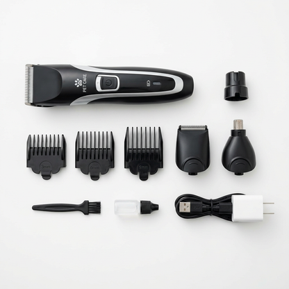 Grooming kit all attachments flatlay