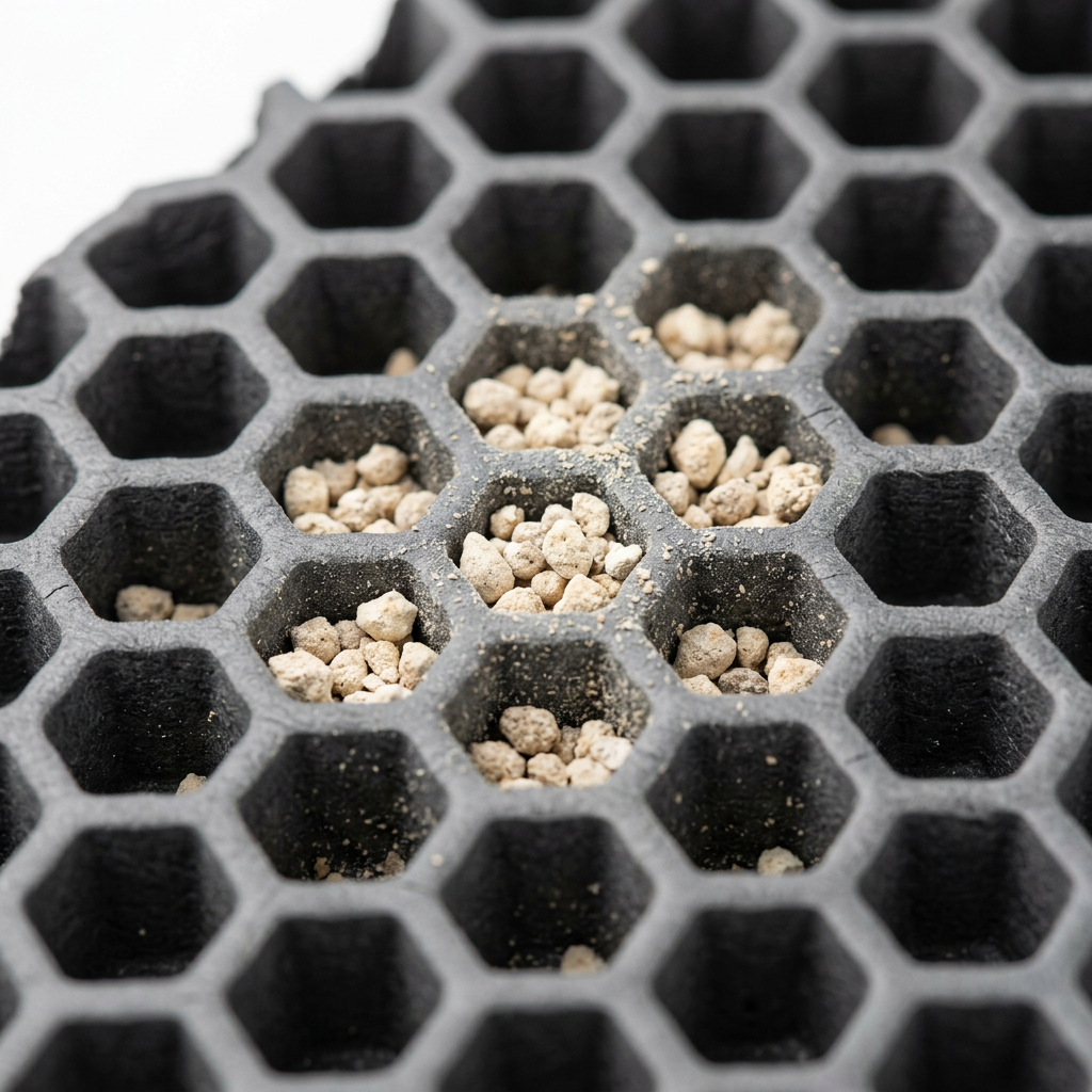 Litter mat honeycomb texture close-up