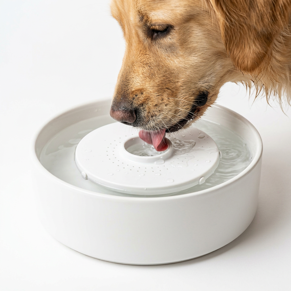 Water bowl floating plate close-up