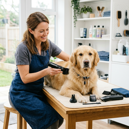 Grooming kit in use on dog
