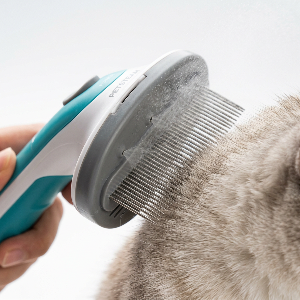 Steam brush mist and comb detail